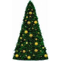 LAALU Geschmückter künstlicher Weihnachtsbaum mit 74 Ornamenten BASIC GOLD 500 cm Baum mit Ständer und Weihnachtsornamenten