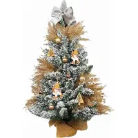 LAALU Künstlicher Weihnachtsbaum 60 cm mit LED-Beleuchtung, RENTIERFREUDE, mit 27 Weihnachtsbaumschmuck, Pflanztopf mit Jutesack