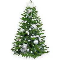 LAALU Geschmückter künstlicher weihnachtsbaum mit 109 Stk Kugeln POLAR WHITE II 150 cm mit Metallständer