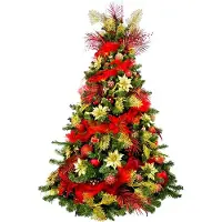 LAALU Geschmückter künstlicher Weihnachtsbaum mit 152 Ornamenten PREMIUM CAESAR 180 cm Baum mit Ständer und Weihnachtsornamenten