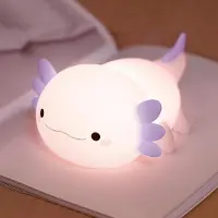 Traumheim LED Axolotl Nachtlicht,Verstellbares Silikon -Nachtlicht,USB -Ladebett -Nachttischlampen,Berührungssteuerung,Geschenk mit Timer,Babyzimmerdekor,Lila