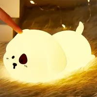 LAMON LED Nachtlicht,16 Farben 5 Helligkeit dimmbar süßes Schlaflicht, Kinderzimmer tragbare Schlafhilfe Stilllicht, USB-Aufladung，Niedlicher Welpe Silikon
