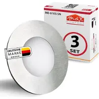 Maxkomfort GmbH 3er SET LED Treppenbeleuchtung aus Aluminium für Schalterdoseneinbau 0,5W warmweiß Rund Stufenbeleuchtung Treppenlicht 6103R-SN