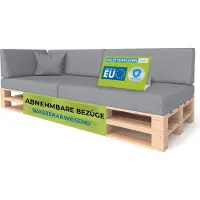 Pillows24 - Palettenkissen mit abnehmbarem Bezug - 6ER SET | Polster für Europaletten 120x80 Sofa - Wasserfest - Outdoor/Indoor | Grau