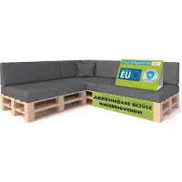 Pillows24 - Palettenkissen mit abnehmbarem Bezug - 8ER SET | Polster für Europaletten 120x80 Sofa - Wasserfest - Outdoor/Indoor | Dunkelgrau