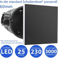 Maxkomfort GmbH 3 x Moderne LED Treppenbeleuchtung 2,5 Watt eckig 6107S-BK in elegantem Schwarz