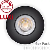 Maxkomfort GmbH 6er Pack LED Einbaustrahler LUXi Spot ultra flach Strahler 5W 3step-dimmbar 230v Einbauleuchten Lampe Deckenspots schwenkbar rund schwarz