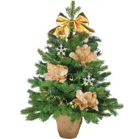 LAALU Geschmückter künstlicher Weihnachtsbaum VELVET KISS 60 cm mit LED-BELEUCHTUNG IM TOPF