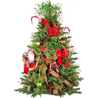 LAALU Künstlicher Weihnachtsbaum 210 cm, SANTA CLAUS, mit 87-teiligem Weihnachtsbaumschmuck, inkl. Metallständer und Aufbewahrungsbox