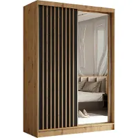 AGMAT-FURNITURE AGMAT Schwebetürenschrank Nevada, Kleiderschrank mit Spiegel und 2 Türen, Moderne Garderobe in Farbe: Artisan, Schrank in Größe: 150 x 216 x 61 cm