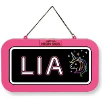 History & Heraldry GmbH LED Leuchtschild Neonschild mit Namen , Leuchtende Wanddekoration mit Batterie, 18,7x10,3x1,6cm - Lia