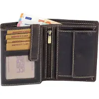 LEAS Kombibörse mit Riegel und Geschenkbox im Vintage-Stil in Echt-Leder, braun