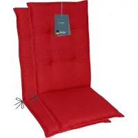DiscountDeal24 LILENO HOME Gartenstuhl Auflagen als [2er Set - Hochlehner] in Rot - bequeme Liegen als Sitzauflagen für Gartenmöbel - Stuhlkissen für Gartenstühle und Klappstühle