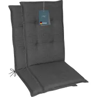 DiscountDeal24 LILENO HOME Gartenstuhl Auflagen als [2er Set - Hochlehner] in Anthrazit - bequeme Liegen als Sitzauflagen für Gartenmöbel - Stuhlkissen für Gartenstühle und Klappstühle