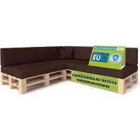 Pillows24 - Palettenkissen mit abnehmbarem Bezug - 8ER SET | Polster für Europaletten 120x80 Sofa - Wasserfest - Outdoor/Indoor | Braun