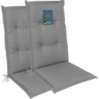 DiscountDeal24 LILENO HOME Gartenstuhl Auflagen als [2er Set - Hochlehner] in Uni Grau - bequeme Liegen als Sitzauflagen für Gartenmöbel - Stuhlkissen für Gartenstühle und Klappstühle