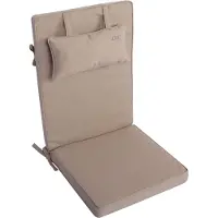 DiscountDeal24 LILENO HOME Gartenstuhl Auflagen mit Kopfkissen [1er Set - Hochlehner] in Taupe - Sitzauflagen für Gartenmöbel - Stuhlkissen für Gartenstühle und Klappstühle DUB