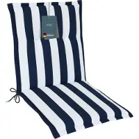 DiscountDeal24 LILENO HOME Gartenstuhl Auflagen als [1er Set - Niedriglehner] in Blockstreifen Blau - bequeme Liegen als Sitzauflagen für Gartenmöbel - Stuhlkissen für Gartenstühle und Klappstühle
