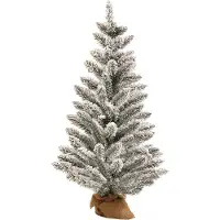 LAALU Künstlicher Weihnachtsbaum DELUXE VIOLA 90 cm, weiß, 2D, 105 Zweige, inkl. Pflanztopf mit Jutesack