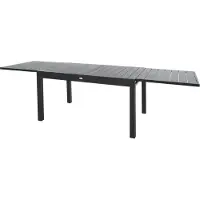 Di volio Gartentisch GALIPO aus Aluminium in Holzoptik, 135–270x90x74 cm – ausziehbarer Terrassentisch für Indoor & Outdoor (Grau)