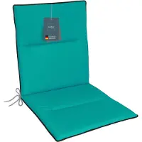DiscountDeal24 LILENO HOME Gartenstuhl Auflagen als [1er Set - Niedriglehner] in Türkisgrün + Keder Grau - bequeme Liegen als Sitzauflagen für Gartenmöbel - Stuhlkissen für Gartenstühle und Klappstühle