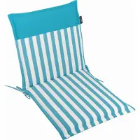 DiscountDeal24 LILENO HOME Gartenstuhl Auflagen als [1er Set - Niedriglehner] in Streifen Aqua - Uni Aqua - bequeme Liegen als Sitzauflagen für Gartenmöbel - Stuhlkissen für Gartenstühle MALT