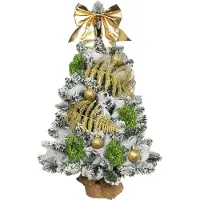 LAALU Künstlicher Weihnachtsbaum 60 cm – CHAMPAGNEHARMONIE, geschmückt mit 27-teiligem Weihnachtsbaumschmuck, mit LED-Beleuchtung, inkl. Pflanztopf mit Jutesack