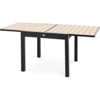 Di volio Gartentisch COMLO Beige, aus Kunstholz und Aluminium, ausziehbarer Balkontisch - 90/180 x 90 cm, robust & wetterfest, für Terrasse und Garten
