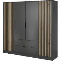 Ravio Kleiderschrank Stilo Graphit Grau mit Lamellen – 206 cm, 4 Türen, 2 Schubladen, Loft Design XXL