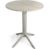 Di volio Gartentisch DEGO - runder Outdoor Tisch für Balkon & Terrasse, Ø60 cm, wetterfest - beige
