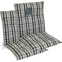 DiscountDeal24 LILENO HOME Gartenstuhl Auflagen als [2er Set - Niedriglehner] in Karo Grau - bequeme Liegen als Sitzauflagen für Gartenmöbel - Stuhlkissen für Gartenstühle und Klappstühle MAR