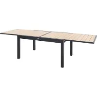 Di volio Gartentisch GALIPO aus Aluminium in Holzoptik, 135–270x90x74 cm – ausziehbarer Terrassentisch für Indoor & Outdoor (Beige)