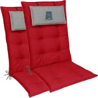 DiscountDeal24 LILENO HOME Gartenstuhl Auflagen als [2er Set - Hochlehner] in Rot - bequeme Liegen als Sitzauflagen für Gartenmöbel - Stuhlkissen für Gartenstühle und Klappstühle MAR