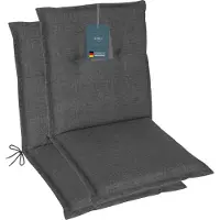 DiscountDeal24 LILENO HOME Gartenstuhl Auflagen als [2er Set - Niedriglehner] in Anthrazit - bequeme Liegen als Sitzauflagen für Gartenmöbel - Stuhlkissen für Gartenstühle und Klappstühle
