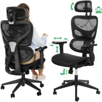 Di volio Bürostuhl Vataro – ergonomischer Schreibtischstuhl mit 2D Kopfstütze & 4D Armlehnen, atmungsaktives Sitzpolster, leise PolyurethanRollen