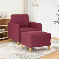 Markenlos Weinroter Sessel mit Hocker, Komfort, Stabilität und Design - Max. 110 kg