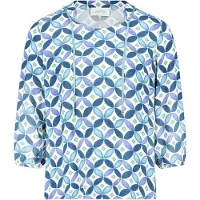 Cartoon Blusenshirt mit Schnürung in Blau/Grün | Gr.: 44