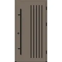 Haustuerenland.de Flügelüberdeckende Aluminium Haustür "NAOMI" 82 mm RC2 BLACKLINE Beigegrau RAL 7006 beidseitig außen öffnend DIN rechts