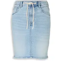 Tom Tailor Damen Jeansrock mit Kordelzug, blau, Uni, Gr. 34
