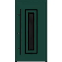 Haustuerenland.de Aluminium Haustür "FRAUKE" 82 mm RC2 BLACKLINE Moosgrün RAL 6005 beidseitig innen öffnend DIN links