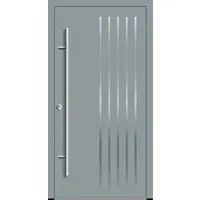 Haustuerenland.de Flügelüberdeckende Aluminium Haustür "NAOMI" 82 mm RC2 Silbergrau RAL 7001 beidseitig innen öffnend DIN links