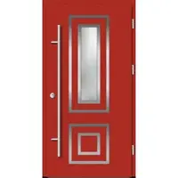 Haustuerenland.de Aluminium Haustür "YVONNE" 82 mm RC2 Feuerrot RAL 3000 beidseitig außen öffnend DIN rechts