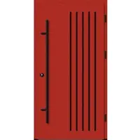 Haustuerenland.de Flügelüberdeckende Aluminium Haustür "NAOMI" 82 mm RC2 BLACKLINE Feuerrot RAL 3000 beidseitig außen öffnend DIN rechts