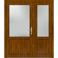 Haustuerenland.de Asymm Kunststoff Nebeneingangstür zweiflügelig "CELINE-Q" 71 mm Golden Oak holzähnlich innen öffnend DIN rechts
