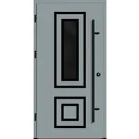 Haustuerenland.de Aluminium Haustür "YVONNE" 82 mm RC2 BLACKLINE Silbergrau RAL 7001 beidseitig außen öffnend DIN links