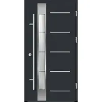 Haustuerenland.de Aluminium Haustür "RILEY" 82 mm RC2 Anthrazit RAL 7016 beidseitig außen öffnend DIN rechts