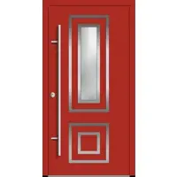 Haustuerenland.de Aluminium Haustür "YVONNE" 82 mm RC2 Feuerrot RAL 3000 beidseitig innen öffnend DIN links
