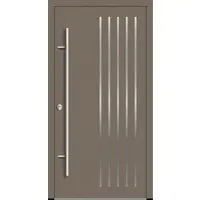 Haustuerenland.de Flügelüberdeckende Aluminium Haustür "NAOMI" 82 mm RC2 Beigegrau RAL 7006 beidseitig innen öffnend DIN links