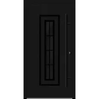 Haustuerenland.de Aluminium Haustür "FRAUKE" 82 mm RC2 BLACKLINE 8 Sprossenfelder Tiefschwarz RAL 9005 beidseitig innen öffnend DIN rechts
