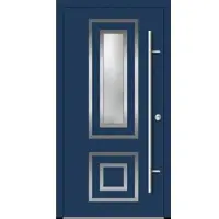 Haustuerenland.de Aluminium Haustür "YVONNE" 82 mm RC2 Saphirblau RAL 5003 beidseitig innen öffnend DIN rechts